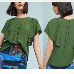 Anthropologie Maeve Prato flutter sleeve top sz M